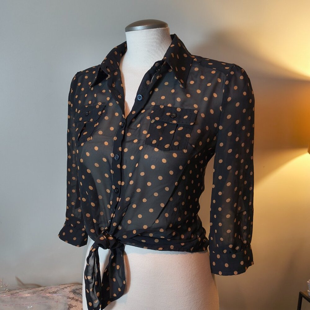 Silk Polka Dot Long Sleeve